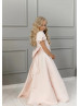 Blush Pink Satin V Back Flower Girl Dress